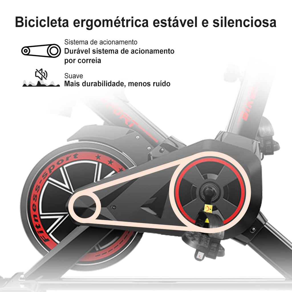 Bicicleta Ergométrica Silenciosa Vertical MAX(Preto vermelho）