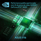 Notebook ASUS V16, Intel Core 5, NVIDIA RTX™ 4050, 16GB, 512GB SSD, KeepOS, 16" LCD LED FHD VIPS, Matte Black