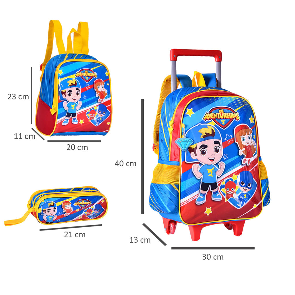 Kit Mochila + Lancheira + Estojo Os Aventureiros Luccas Neto