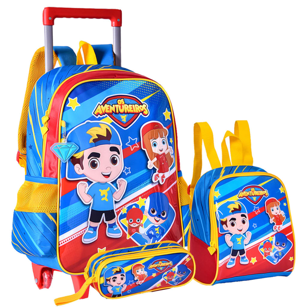 Kit Mochila + Lancheira + Estojo Os Aventureiros Luccas Neto